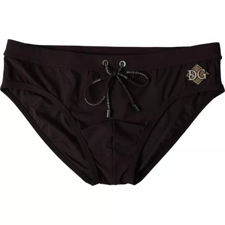 Dolce & Gabbana Black Nylon DG Logo Beachwear Brief Swimwear Men - Hilstor