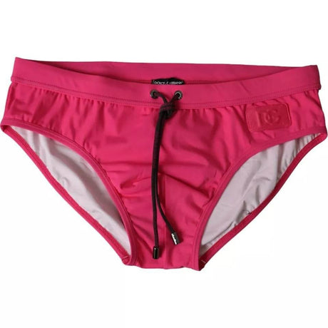 Dolce & Gabbana Pink Nylon DG Logo Beachwear Brief Swimwear Men - Hilstor