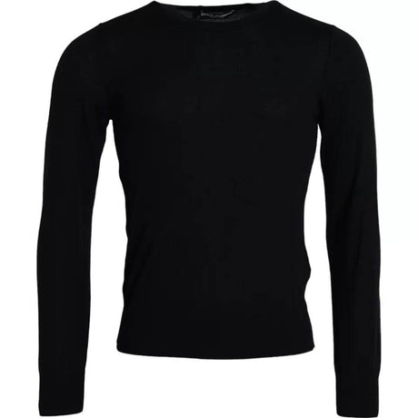 Dolce & Gabbana Black Cashmere Crew Neck Pullover Sweater - Hilstor