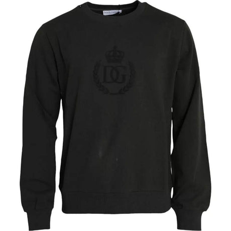 Dolce & Gabbana Green Logo Cotton Crew Neck Pullover Sweater - Hilstor