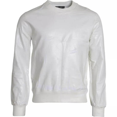 Dolce & Gabbana White Cotton Crew Neck Sweatshirt Sweater - Hilstor