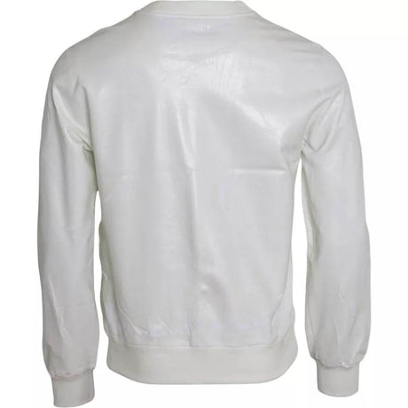 Dolce & Gabbana White Cotton Crew Neck Sweatshirt Sweater - Hilstor