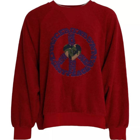 Dolce & Gabbana Red Logo Cotton Crew Neck Pullover Sweater - Hilstor