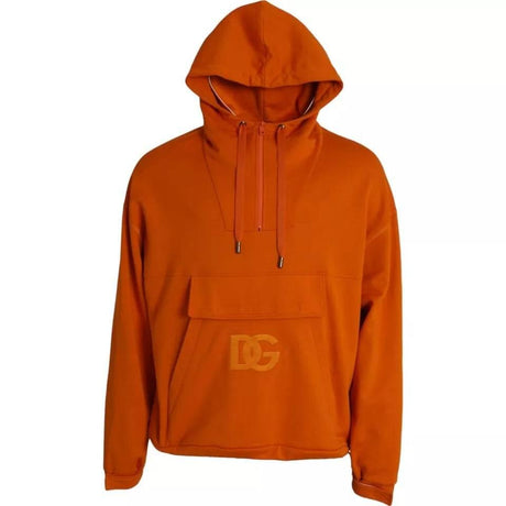 Dolce & Gabbana Orange Hooded Pullover Sweatshirt Sweater - Hilstor