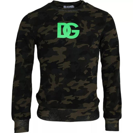 Dolce & Gabbana Black Camouflage Crew Neck Pullover Sweater - Hilstor