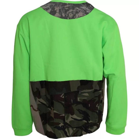 Dolce & Gabbana Green Patchwork Heart Crew Neck Pullover Sweater - Hilstor
