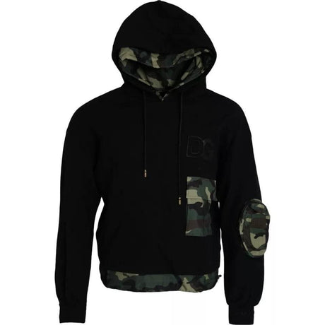 Dolce & Gabbana Black Camouflage Hooded Sweatshirt Sweater - Hilstor