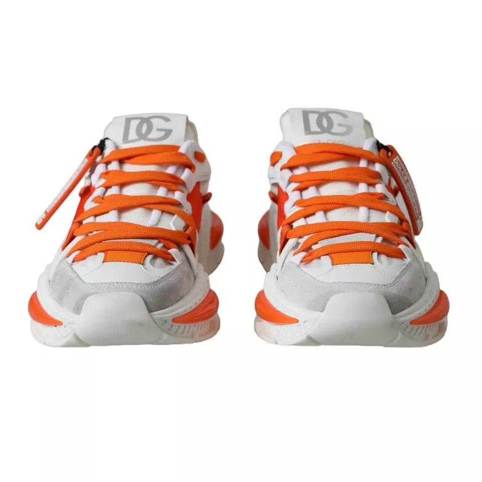 Dolce & Gabbana White Orange Airmaster Low Top Sneakers Shoes - Hilstor