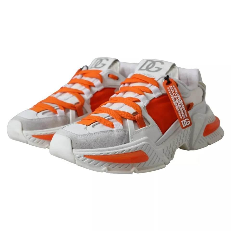 Dolce & Gabbana White Orange Airmaster Low Top Sneakers Shoes - Hilstor
