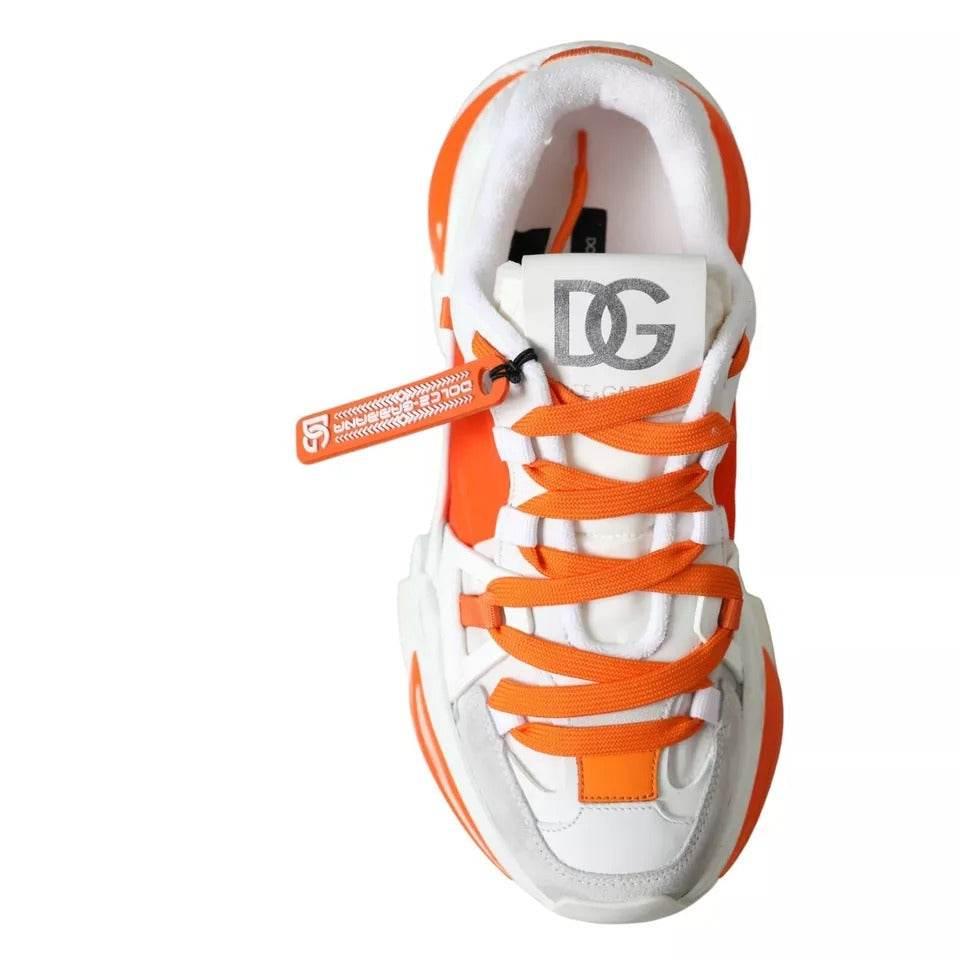 Dolce & Gabbana White Orange Airmaster Low Top Sneakers Shoes - Hilstor