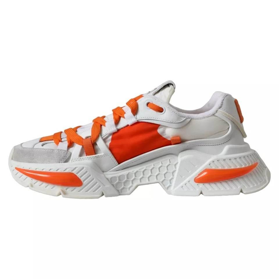 Dolce & Gabbana White Orange Airmaster Low Top Sneakers Shoes - Hilstor