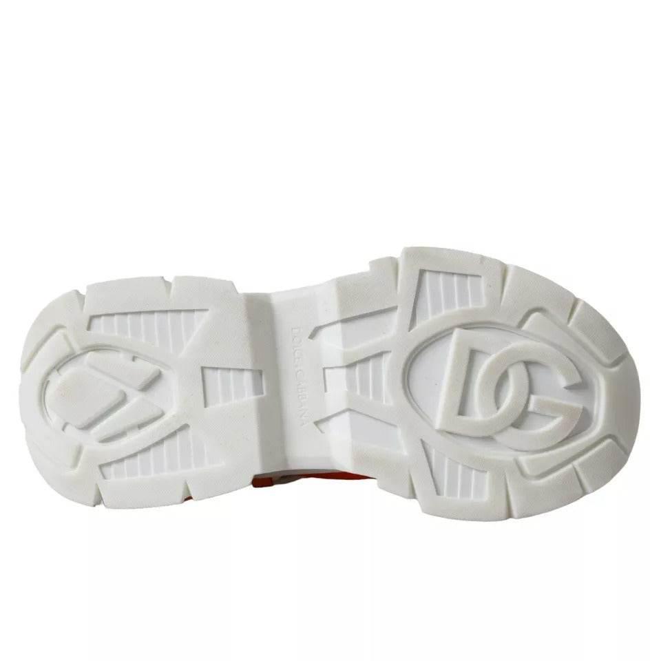 Dolce & Gabbana White Orange Airmaster Low Top Sneakers Shoes - Hilstor