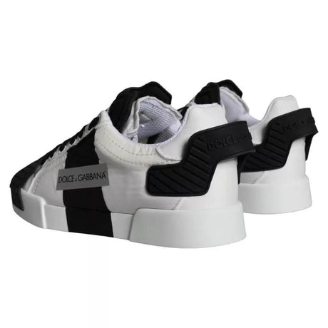 Dolce & Gabbana White Black Leather Low Top Women Sneaker Shoes - Hilstor