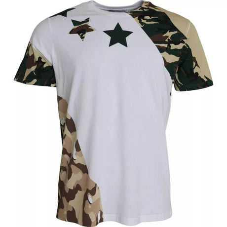 Dolce & Gabbana White Camouflage Stars Crew Neck Men T-shirt - Hilstor
