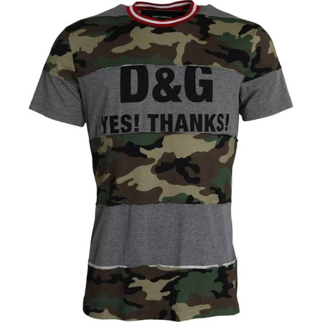 Dolce & Gabbana Multicolor Camouflage Cotton Crew Neck Men T-shirt - Hilstor