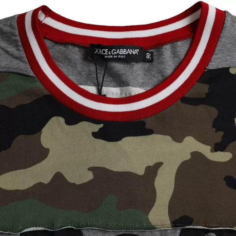 Dolce & Gabbana Multicolor Camouflage Cotton Crew Neck Men T-shirt - Hilstor