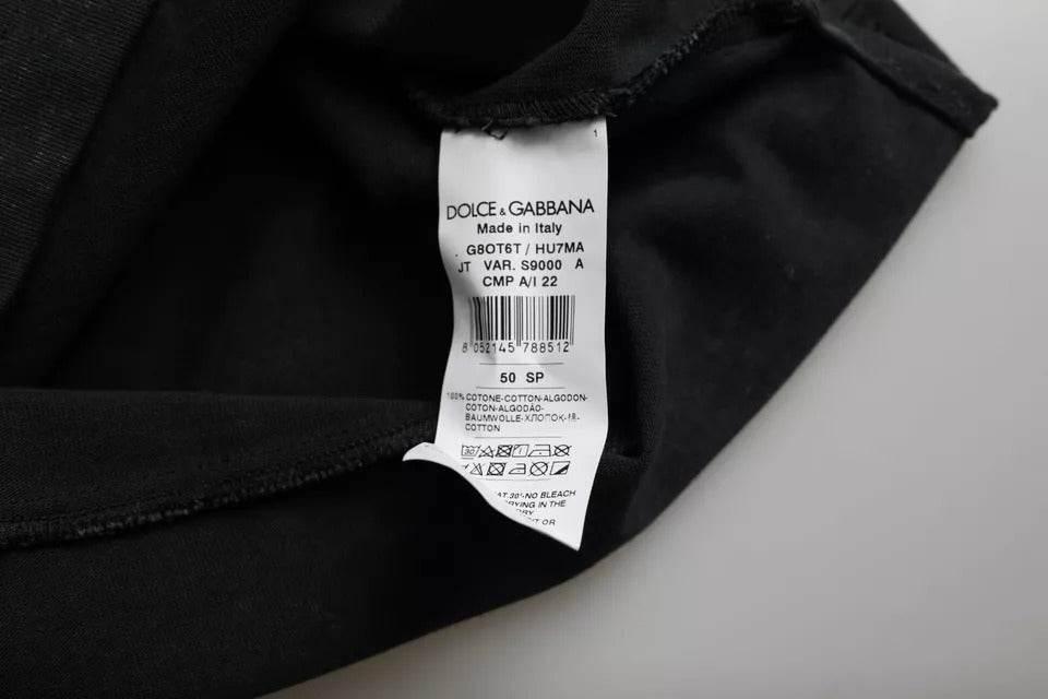 Dolce & Gabbana Black Graphic Print Cotton Crew Neck T-shirt - Hilstor