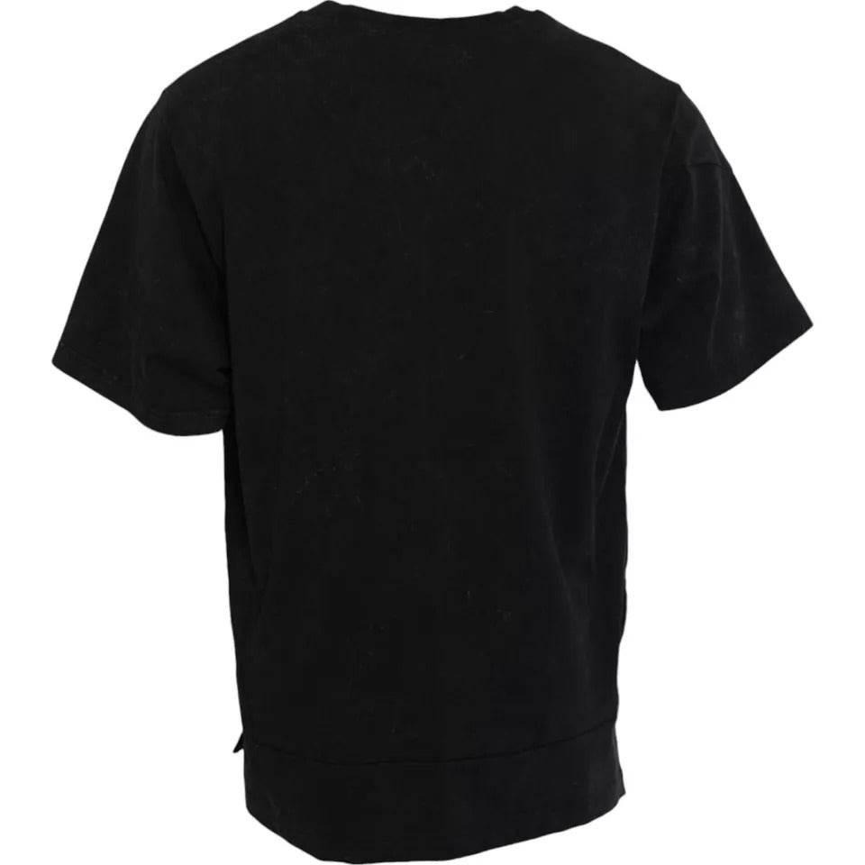 Dolce & Gabbana Black Graphic Print Cotton Crew Neck T-shirt - Hilstor