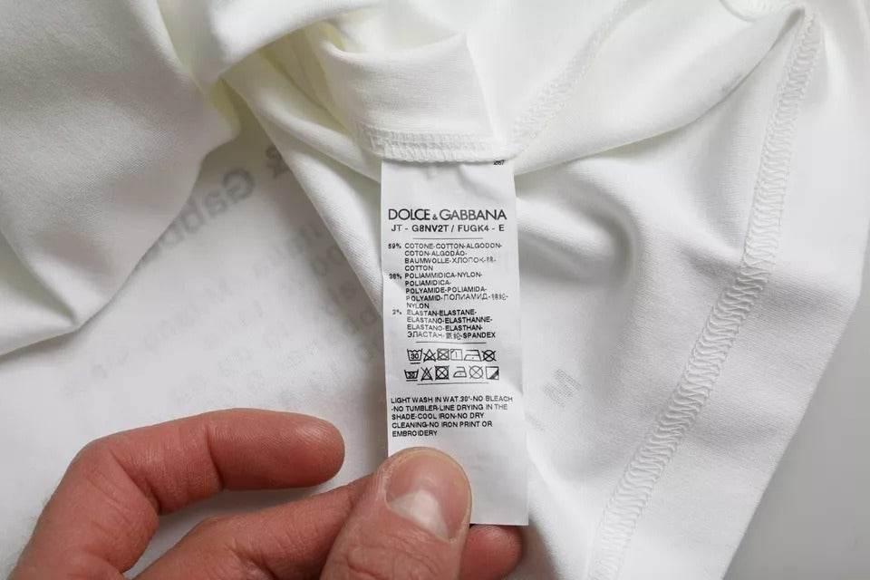 Dolce & Gabbana White Red Lips Print Cotton Men T-shirt - Hilstor