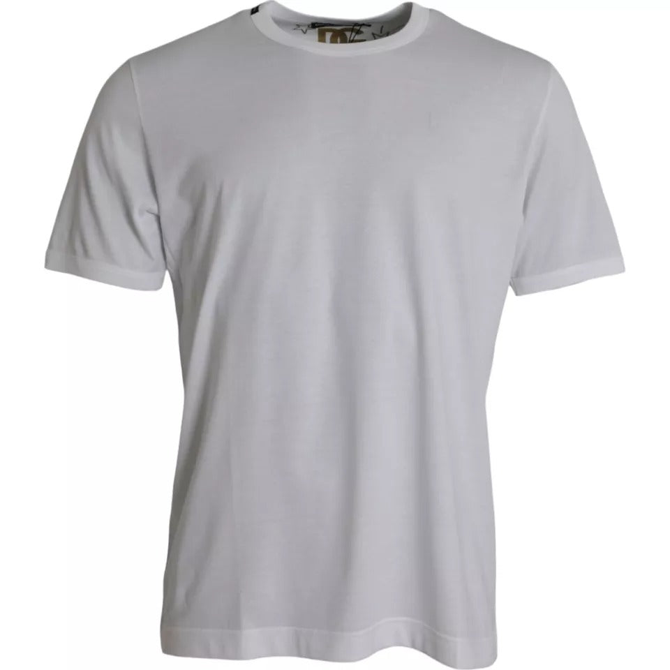 Dolce &amp; Gabbana Hvid T-shirt med rund hals i bomuld med korte ærmer