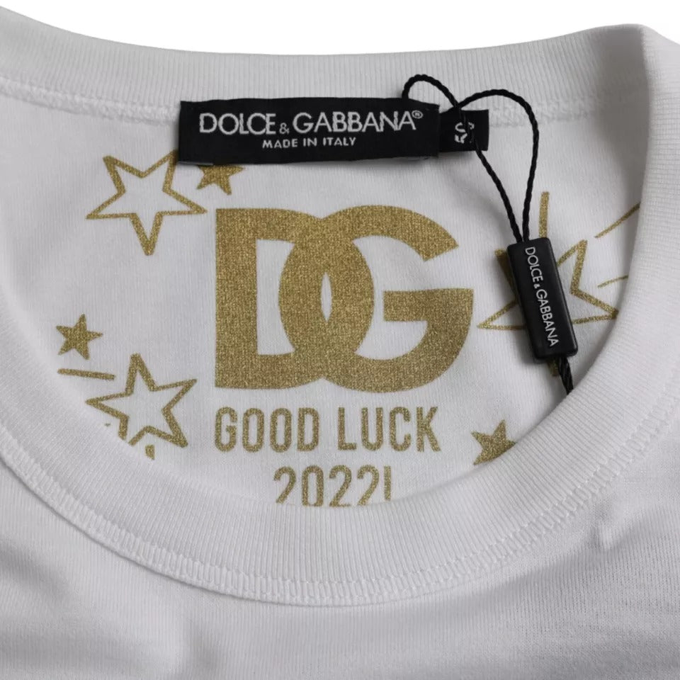Dolce &amp; Gabbana Hvid T-shirt med rund hals i bomuld med korte ærmer