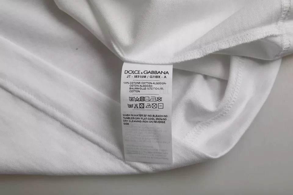 Dolce & Gabbana White Cotton Round Neck Short Sleeves T-shirt - Hilstor