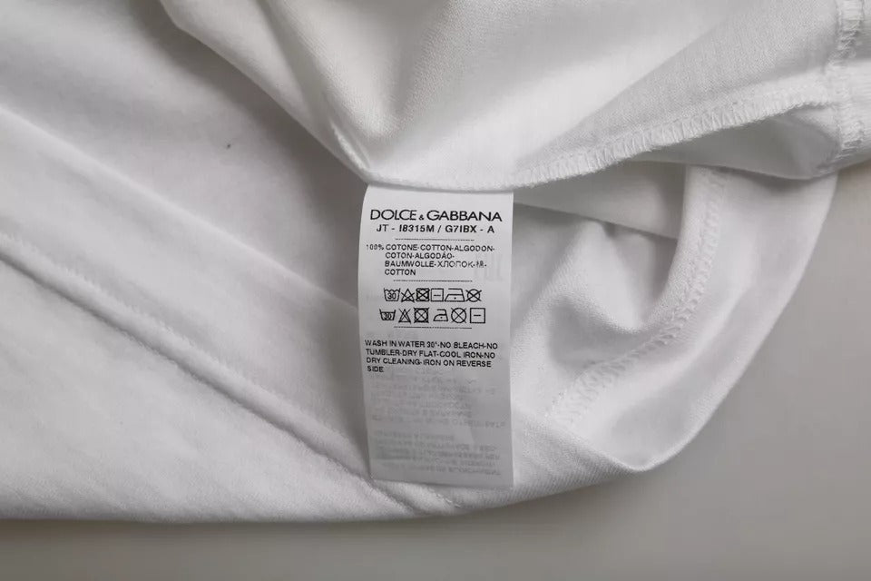 Dolce &amp; Gabbana Hvid T-shirt med rund hals i bomuld med korte ærmer