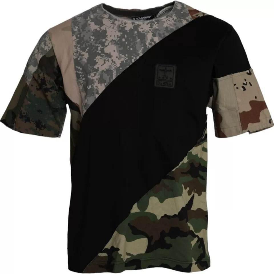 Dolce & Gabbana Multicolor Camouflage Cotton Round Neck Men T-shirt - Hilstor