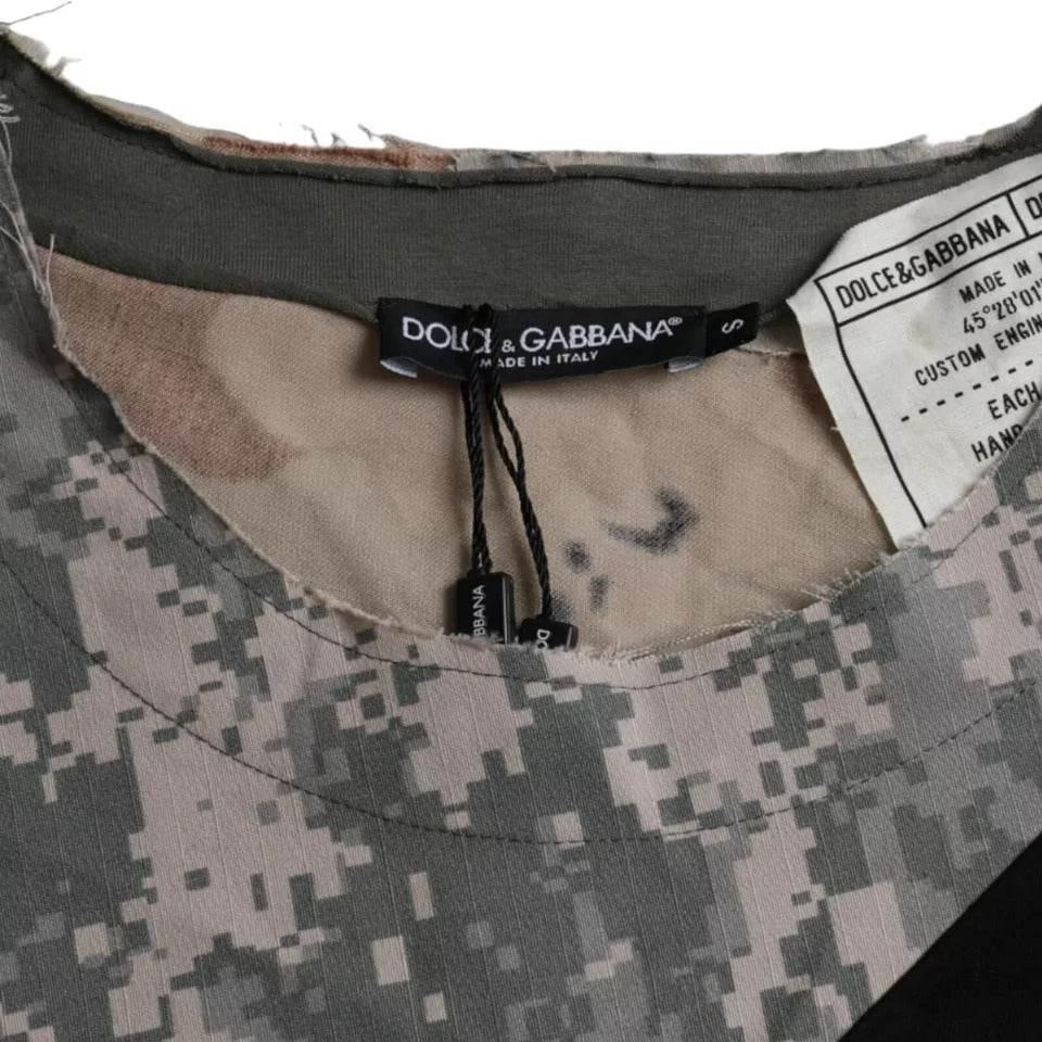 Dolce & Gabbana Multicolor Camouflage Cotton Round Neck Men T-shirt - Hilstor
