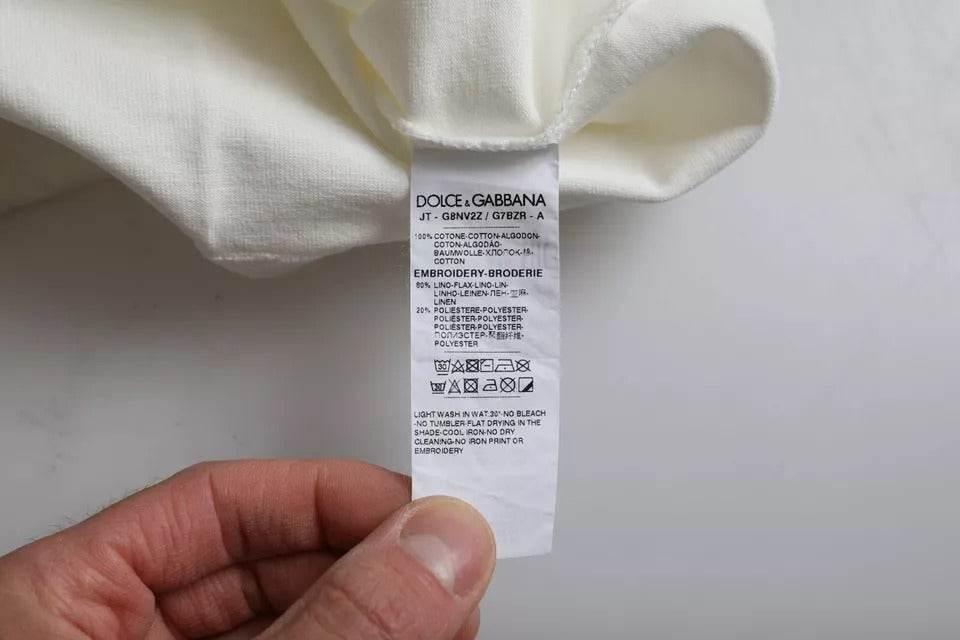 Dolce & Gabbana White Love & Peace Cotton Round Neck T-shirt - Hilstor