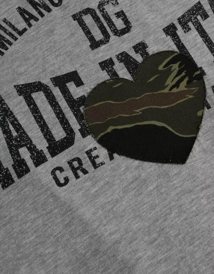 Dolce & Gabbana Gray Graphic Print Cotton Round Neck T-shirt - Hilstor