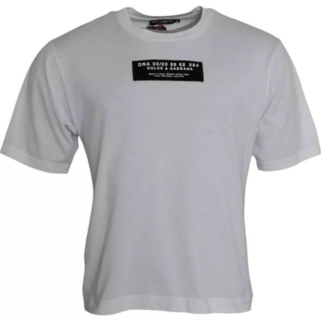Dolce & Gabbana White Cotton DG Applique Men Casual T-shirt - Hilstor