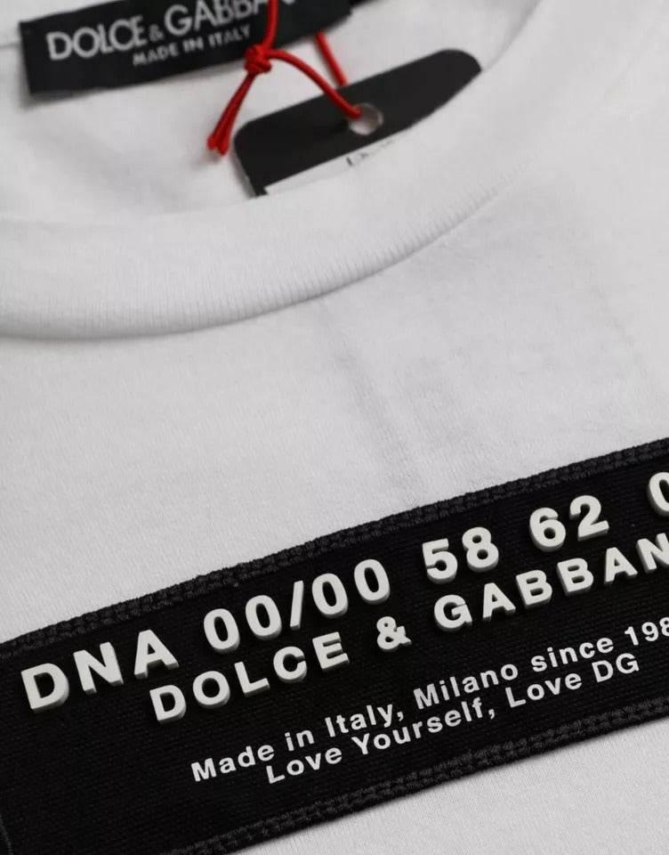 Dolce & Gabbana White Cotton DG Applique Men Casual T-shirt - Hilstor