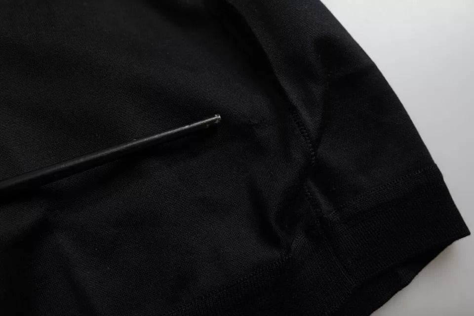 Dolce & Gabbana Black Silk Round Neck Short Sleeve T-shirt - Hilstor