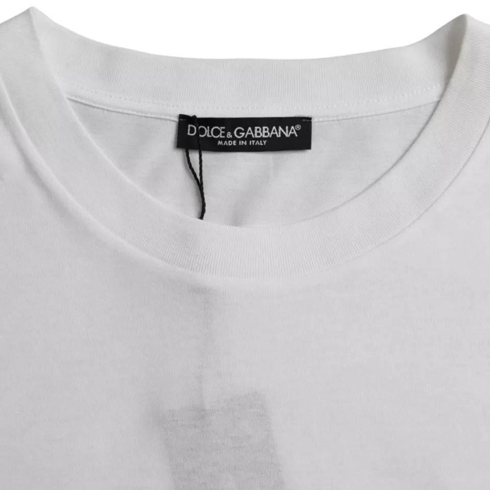Dolce & Gabbana White Cotton Round Neck Short Sleeve T-shirt - Hilstor