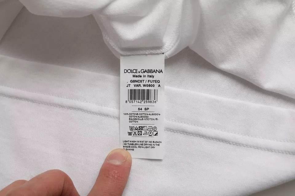 Dolce & Gabbana White Cotton Round Neck Short Sleeve T-shirt - Hilstor