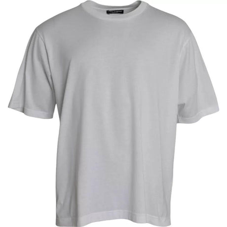 Dolce & Gabbana White Cotton Round Neck Short Sleeve T-shirt - Hilstor