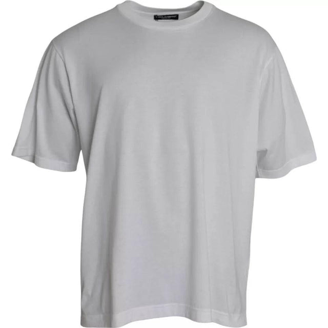 Dolce & Gabbana White Cotton Round Neck Short Sleeve T-shirt - Hilstor