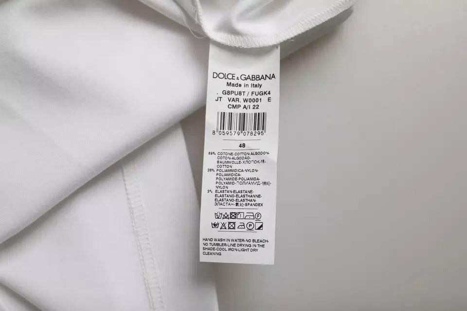 Dolce & Gabbana White Cotton Round Neck Short Sleeve T-shirt - Hilstor
