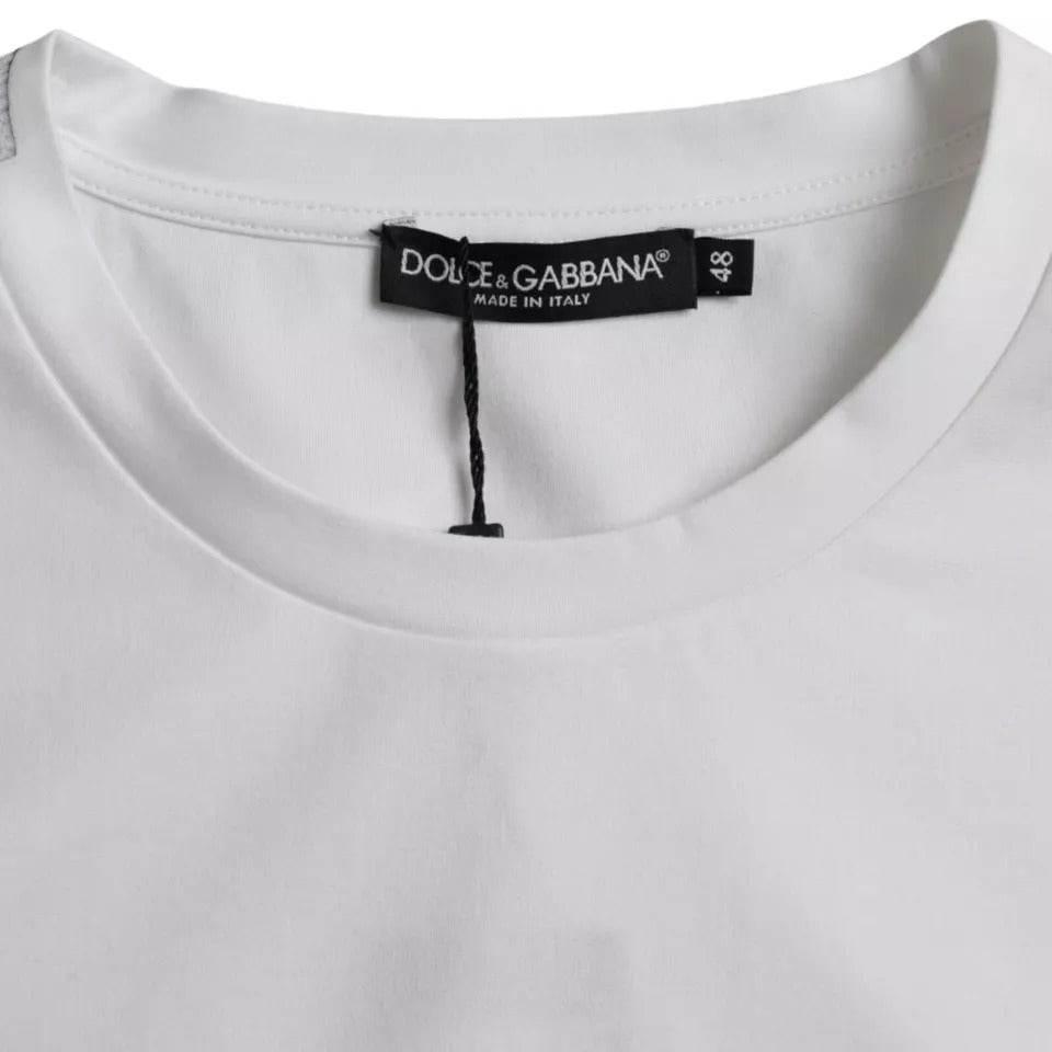Dolce & Gabbana White Cotton Round Neck Short Sleeve T-shirt - Hilstor