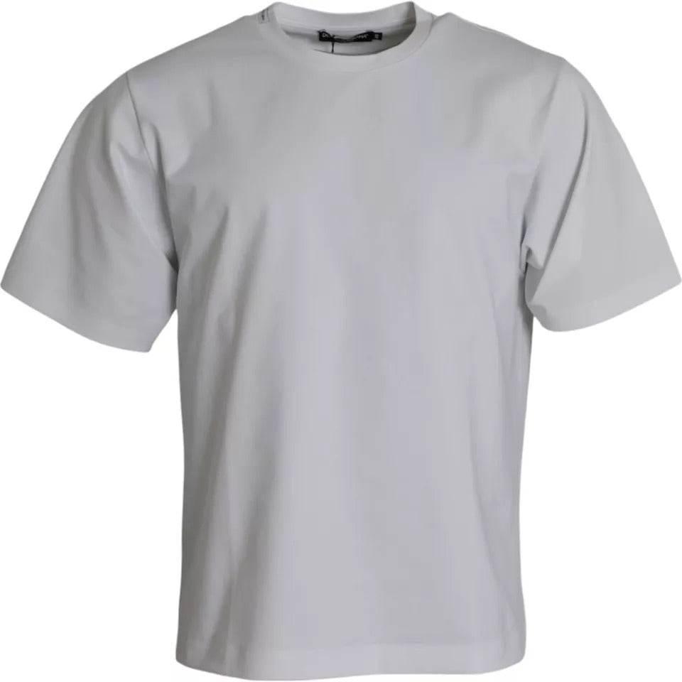 Dolce & Gabbana White Cotton Round Neck Short Sleeve T-shirt - Hilstor