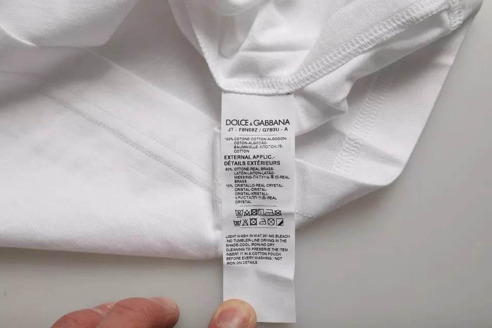 Dolce & Gabbana White Cotton Round Neck Short Sleeve T-shirt - Hilstor
