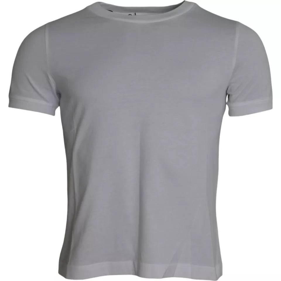 Dolce & Gabbana White Cotton Round Neck Short Sleeve T-shirt - Hilstor