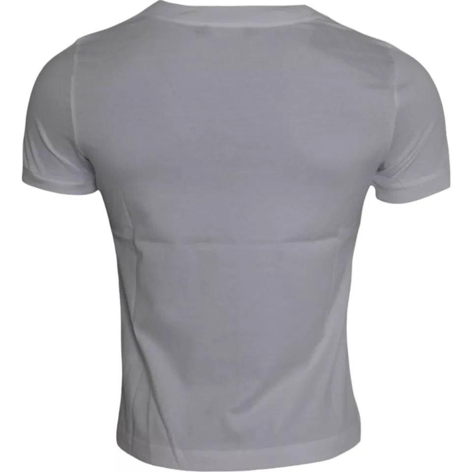 Dolce & Gabbana White Cotton Round Neck Short Sleeve T-shirt - Hilstor