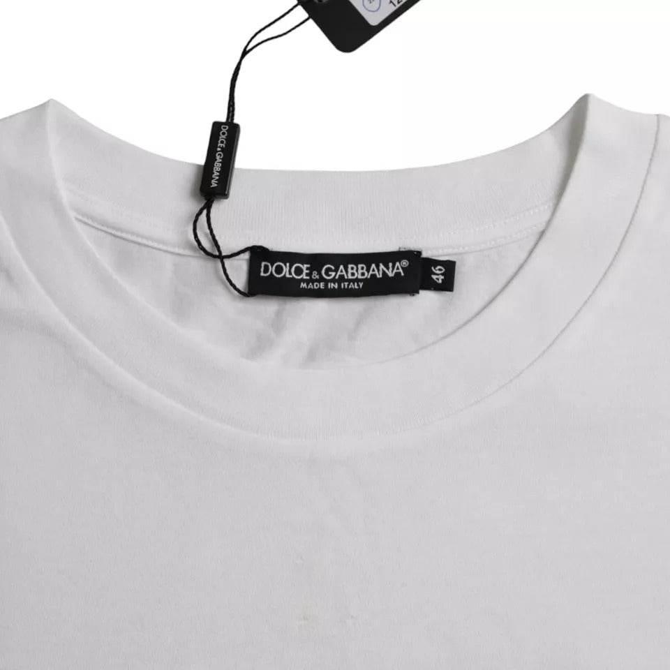 Dolce & Gabbana White Cotton Round Neck Short Sleeve T-shirt - Hilstor