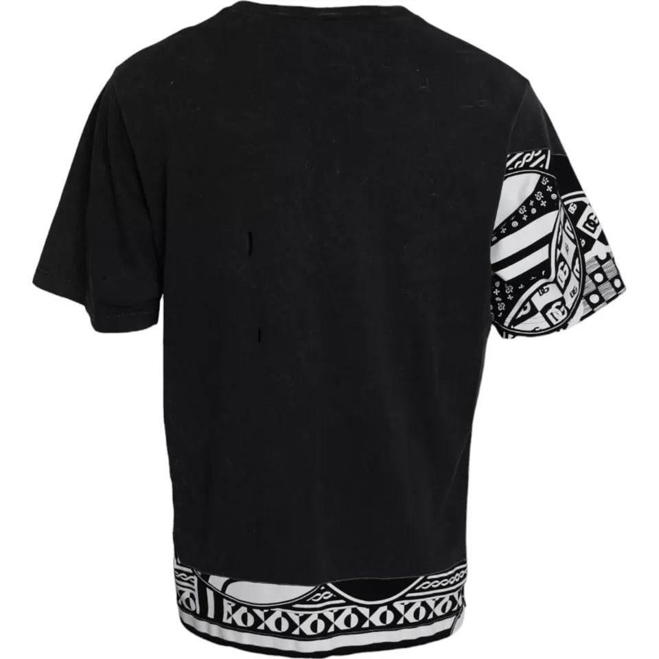 Dolce & Gabbana Black Graphic Printed Cotton Short Sleeves T-shirt - Hilstor
