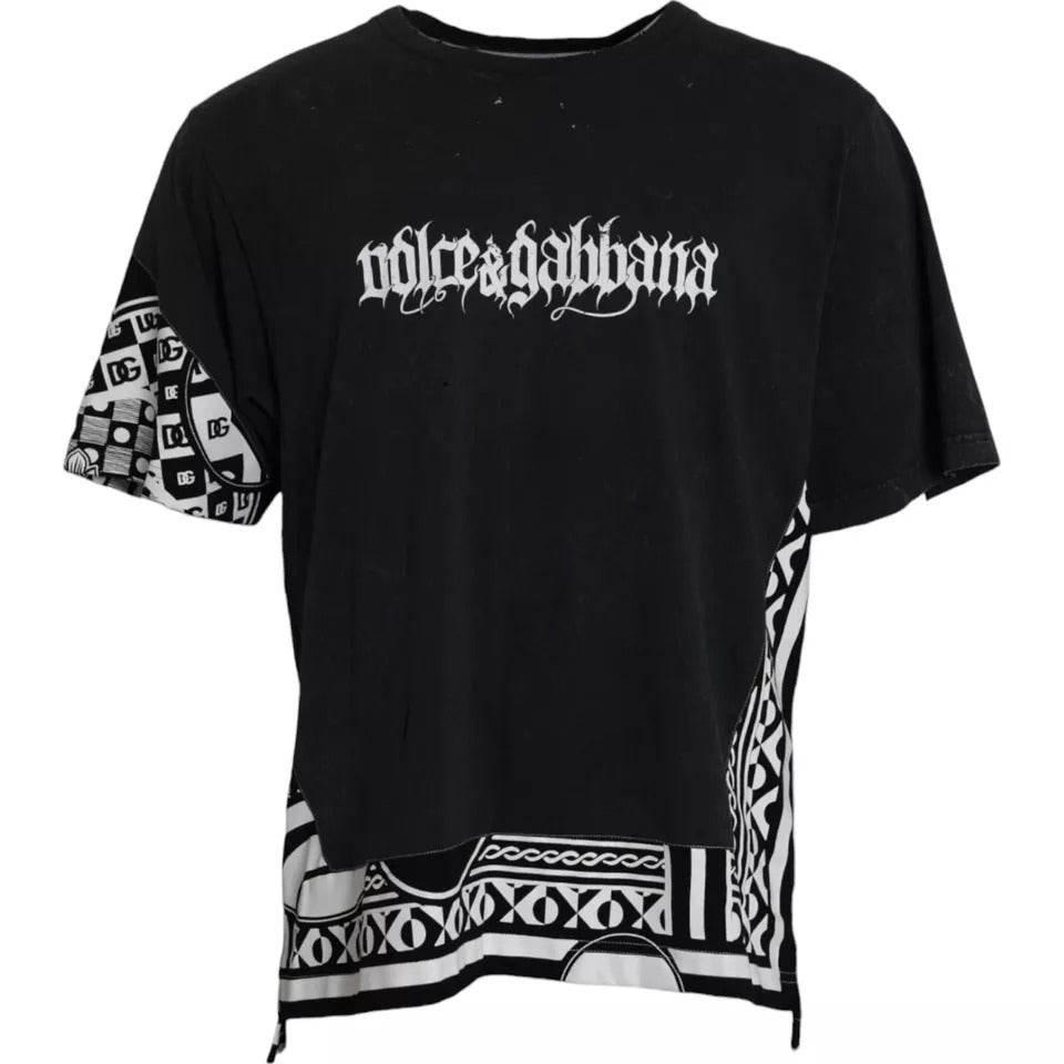 Dolce & Gabbana Black Graphic Printed Cotton Short Sleeves T-shirt - Hilstor