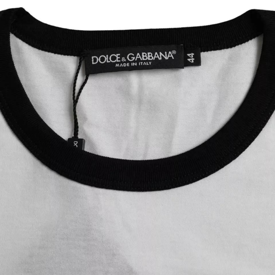 Dolce & Gabbana Black White Jazz Print Cotton Short Sleeves T-shirt - Hilstor