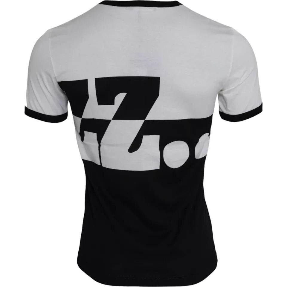 Dolce & Gabbana Black White Jazz Print Cotton Short Sleeves T-shirt - Hilstor