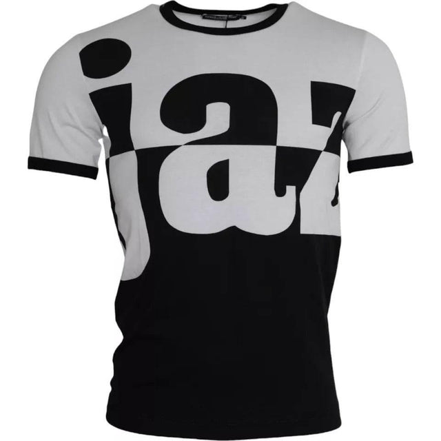 Dolce & Gabbana Black White Jazz Print Cotton Short Sleeves T-shirt - Hilstor